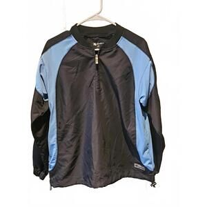 BOOMBAH Explosion Mens Pullover Wind Rain Breaker Size XXS 1/4 Zip Blue/black
